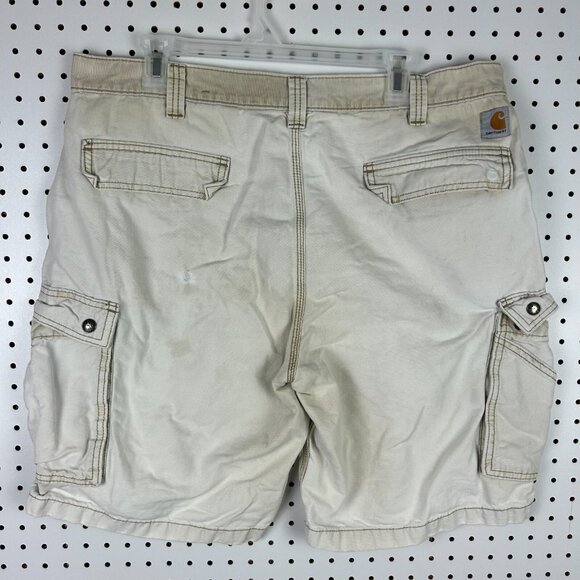 Carhartt Cargo Shorts Size 38 Sun‎ Faded Work Wear Khaki Tan Relaxed Fit 100277 - Picture 1 of 8